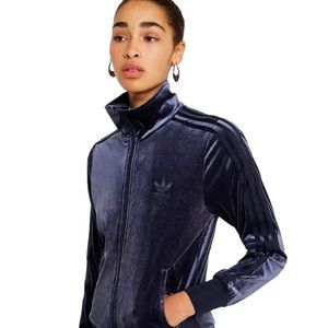 Adidas Originals Women's Velvet Firebird Track Jacket Navy Blue Sz S